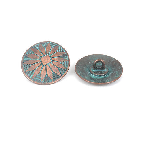 Antique Copper Turquoise Oval (2pk)- 25mm