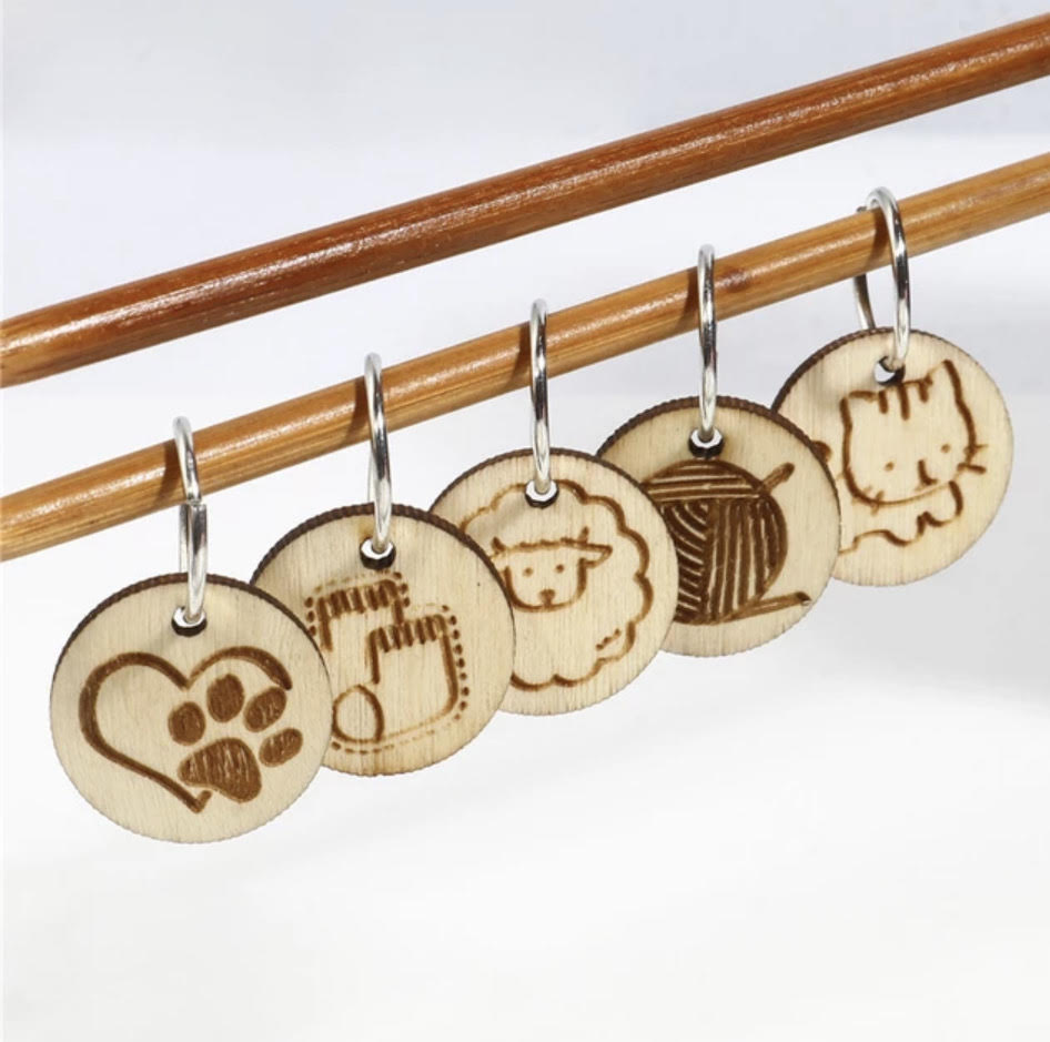 Etched Wooden Stitch Markers