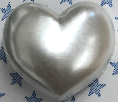 White Pearl, Heart (3pk)- 15mm
